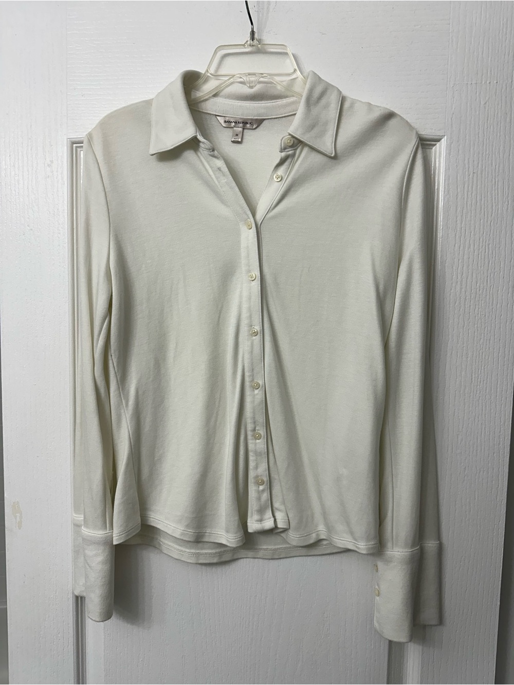 Banana Republic Cream Button-Down Collared Top